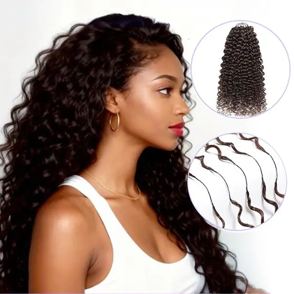 New 2026 ElNbeauty Jerry Curly Feather Crochet HumanHair Bundles, Lightweight Pre-Separated Super InvisiblyKnot and Durable Reusable 2# HumanHair 16-24inches Optional
