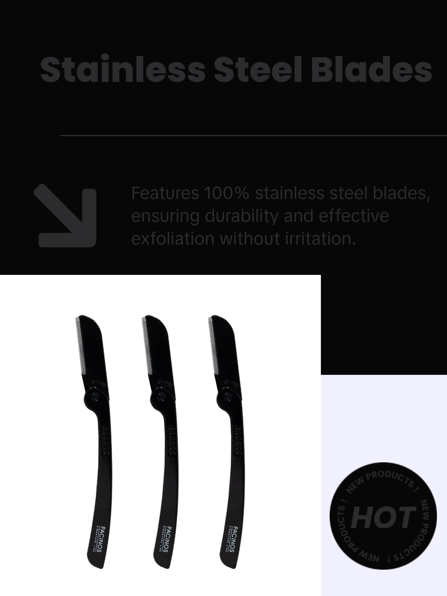 Pacinos Signature Line Derma Blades - Stainless Steel Exfoliating Blades for Skincare and Facial Comfort Cutting Exfoliate
