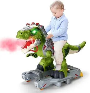Kids Electric Dinosaur Ride On Toys, Toddler Ride On Cars with Music, Light & Smoke, Toddler Electric Car Toy Chrismas Birthday Gifts Indoor Outdoor