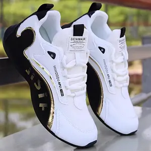 2026 Spring/Summer New Men's Mid-Top Sports Casual Shoes with Leather Sockliners Fashionneakers Thick-Soled Trendy Shoes