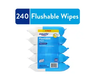 Equate Flushable Wet Wipes, Fresh Scent, 240 Wipes (5 Pack), Compare to Cottonelle