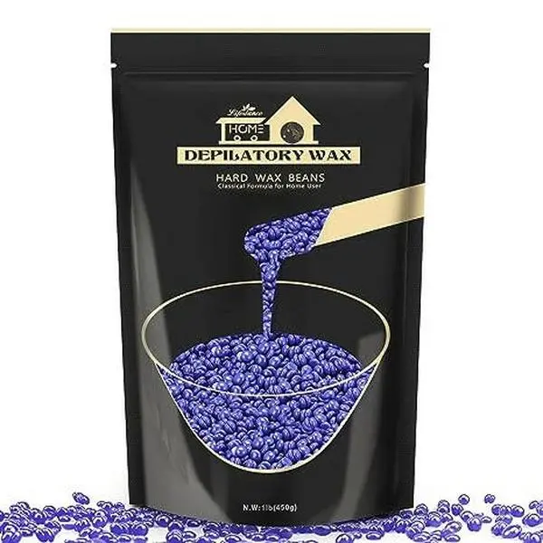 1lb Hard Wax Beans Hair Removal Kit, Large Refill Stripless Waxing Beans for Women Men Waxing Depilatory Violet Pearl Wax Beads
