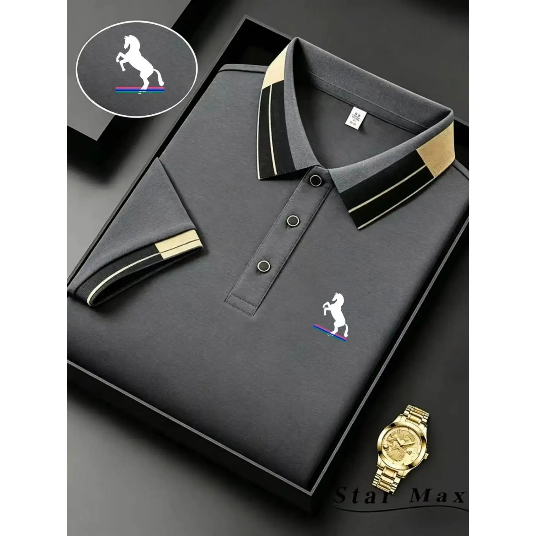 Men’s Premium Embroidered Polo Shirt – Classic Short Sleeve Business Casual Polo