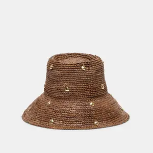 Dolce Vita STRAW CLOCHE WITH CHARMS BROWN
