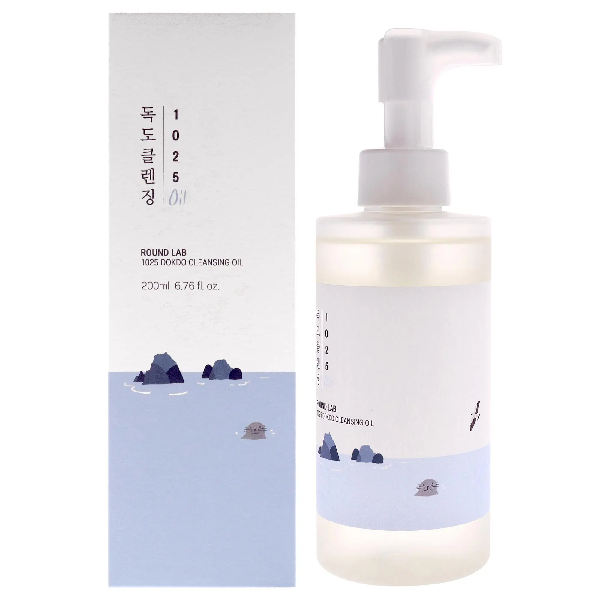 Round Lab 1025 Dokdo Cleansing Oil - 6.76 oz Cosmetic Cleanser, Makeup Remover for Female Care, Apply Gently