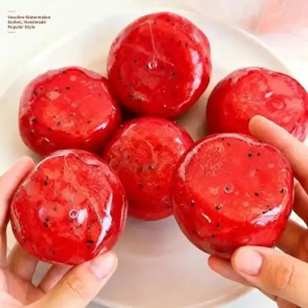 Handmade Glossy Red Seed Print Watermelon Look Squishy Toy - Soft Waxy Sand Feel ASMR Fidgeting Stress Reliever, 1-Piece Unisex Anxiety Relief Toy, Ideal for Classroom Rewards & Gifting