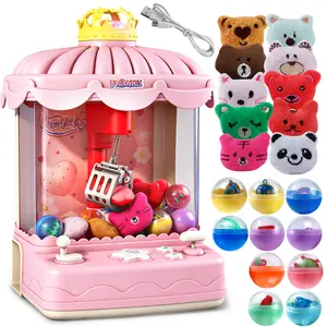 Mini Claw Machine for Kids Girls Arcade Grabber Toy with Plush Capsules USB Rechargeable Birthday Gift