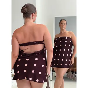 Phillipa Mini Dress Plum / Pink Polka Dot Curve