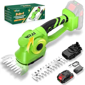 2-in-1 600W Cordless Hedge Trimmer, 21V Battery Operated Trimmer for Bush & Grass, Lightweight Garden Trimmer for Home Use Shrub Trimming Tool Tree Branch Cutter