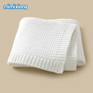 Mimixiong Acrylic Baby Blanket Gender Neutral Nursery Swaddling Blanket for Shower Gift Registry for Baby White 70 x90 CM