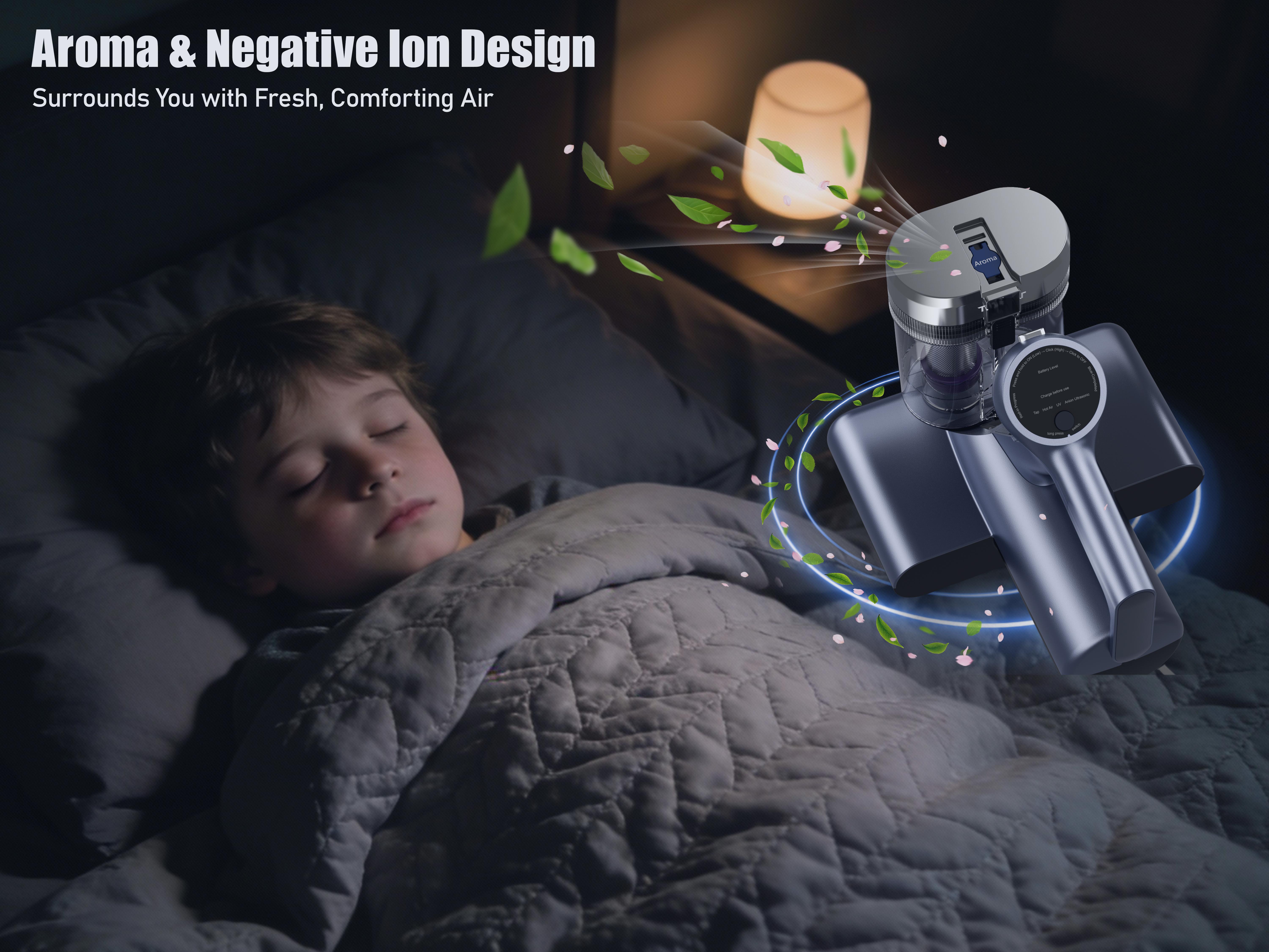 2026 Teant Upgraded Cordless Mattress Vacuum Cleaner, 18KPa Powerful Suction with UV-C Light, 149°F Hot Air, HEPA Filter, LED Display & Aroma Function for Bed, Sofa, Couch and Carpet