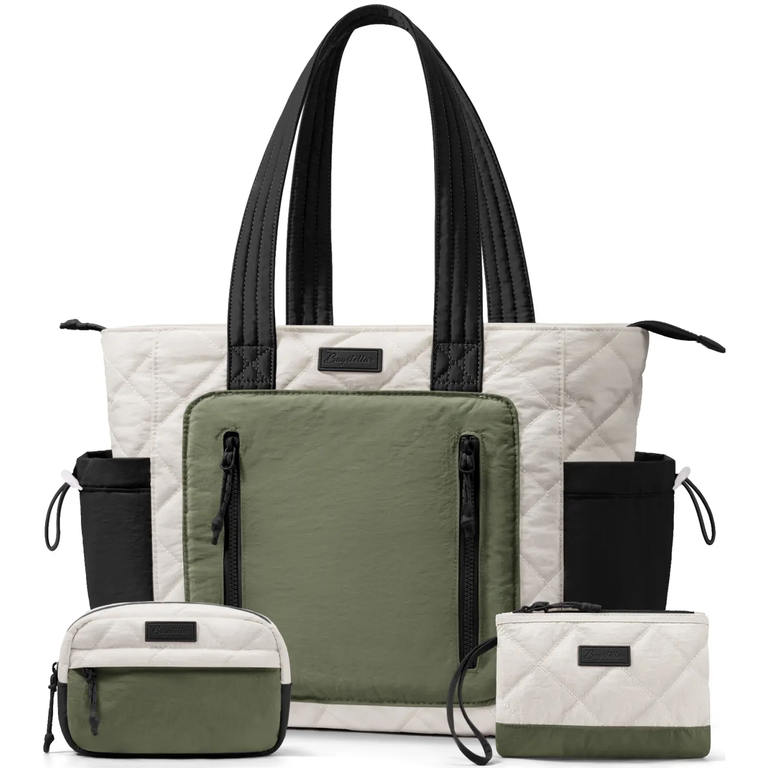 Bagstellar Puffer Tote Bag for Women, Large Lightweight Travel Bag,Work Laptop Bag with Zipper Gifts for Teacher Nurse Mom Wife,Quilted Shoulder Hangbag for School Gym Bible,dorm essentials,home decor,dorm room inspo,college dorm essentials,dorm haul