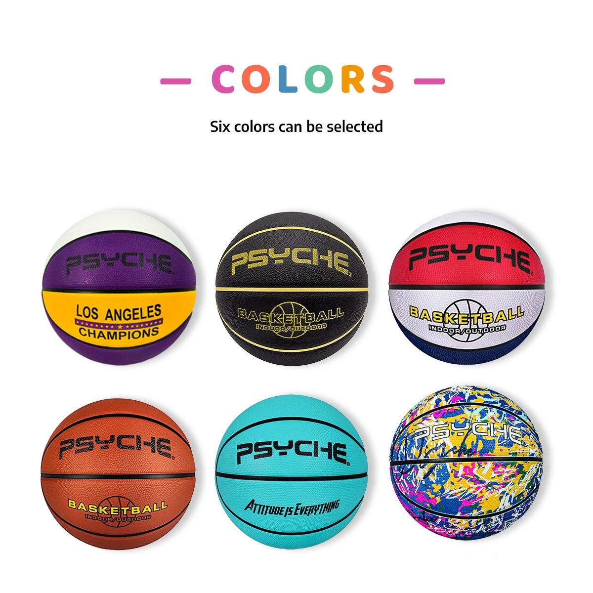 PSYCHE Rubber Basketball 22.5" Outdoor Beginner Mini Basketball Christmas Gift with Butyl Liner Non-Slip Rubber Fabric and Free Gift