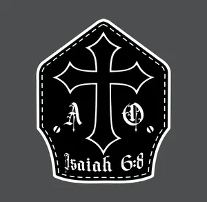 Firefighter Isaiah 6:8 Alpha and Omega Shield (two decals 3")  Sticker