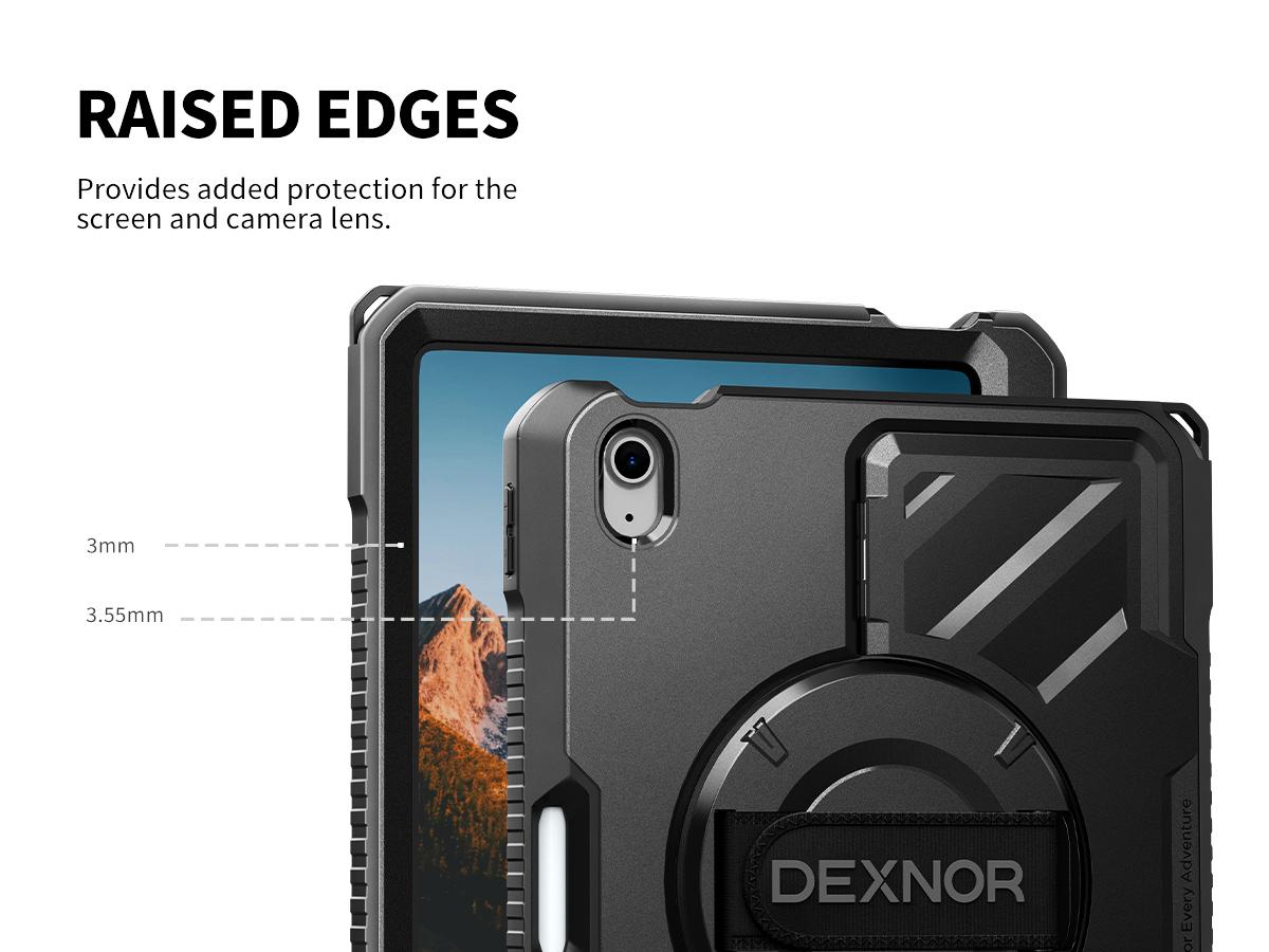 Dexnor Case for iPad (A16) 11th/10th Generation 2025/2022 (11″/10.9″),Rugged Protective Case with 360° Rotating Hand Strap& Stand & Screen Protector & Pencil Holder Shockproof Full-Body Cover