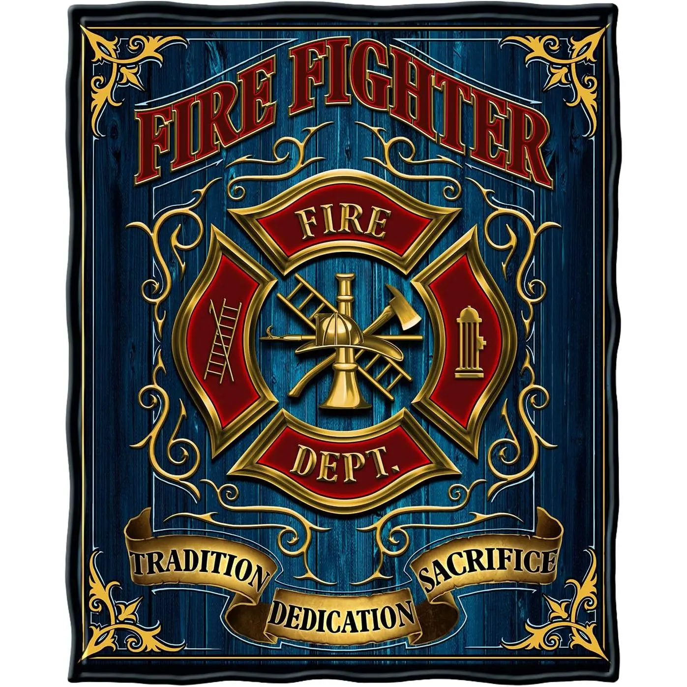 Erazor Bits Coral Fleece Plush Throw Blanket, 50x60in (152cm×127cm) Volunteer Fire Fighter Blanket FF2085-TB (Navy) for Adults, Children, Birthday Gifting, 152Cm×127Cm（50X60in）