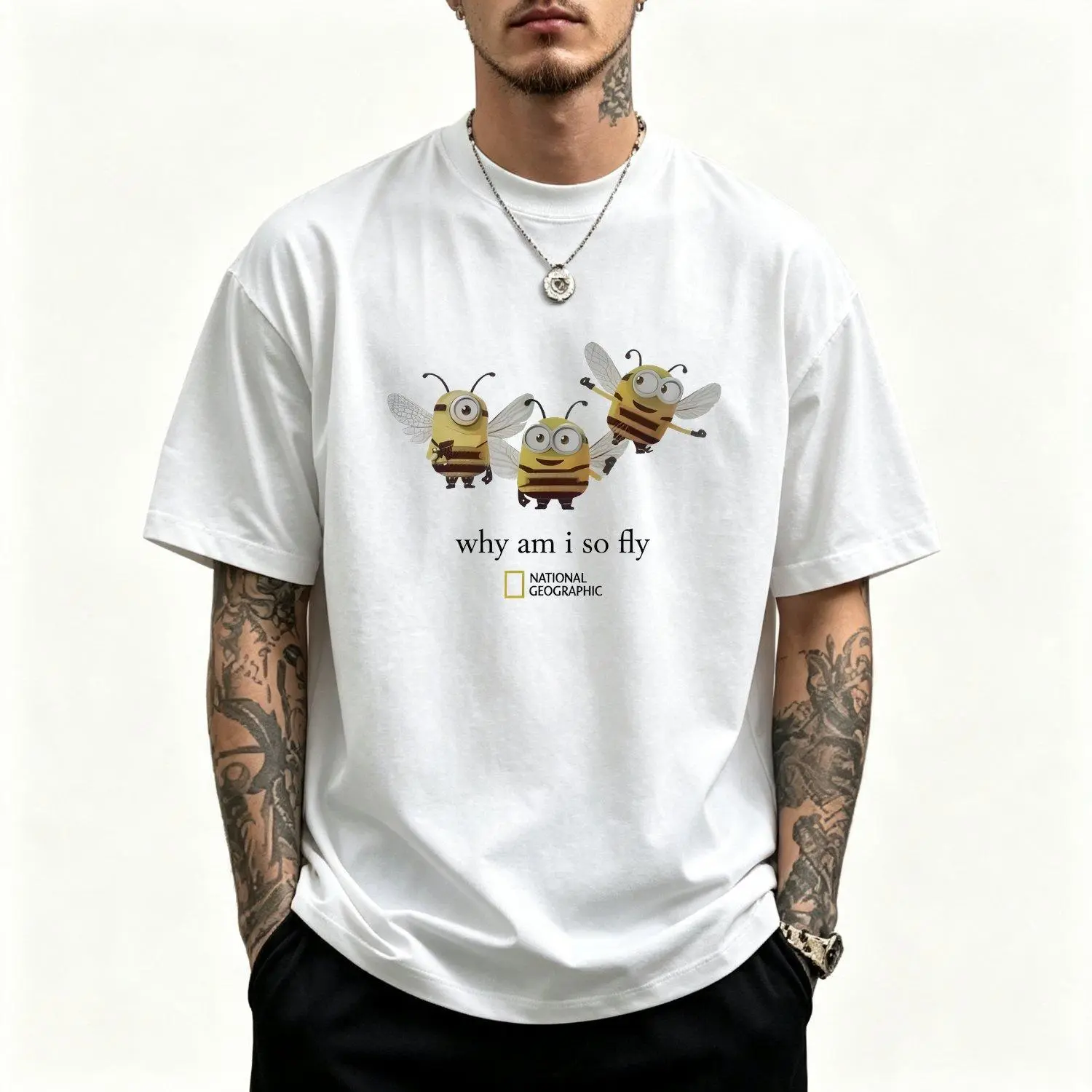 Gildan Men's T-Shirt, National Geographic Minibee Cotton T-Shirt, Animal T-Shirt,Vintage Graphic Tees Gothic Grunge Y2K Emo Scene Amity Affliction Style Clothes Men  Streetwear Summer
