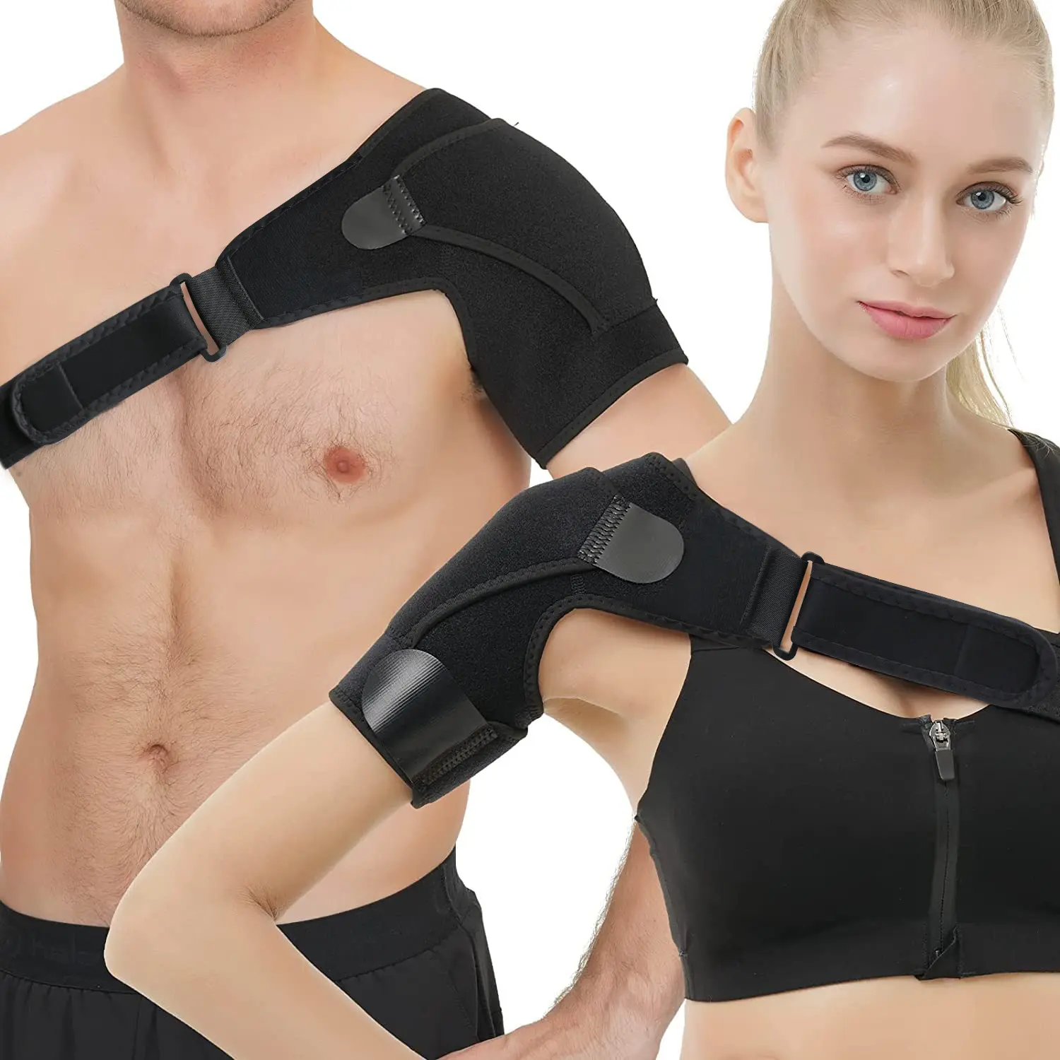 Adjustable Shoulder Support Brace,Breathable Neoprene,Left or Right Compatible,Double Compression Support,,Relieves Pain,for Sports Injuries and Frozen Shoulder Recovery