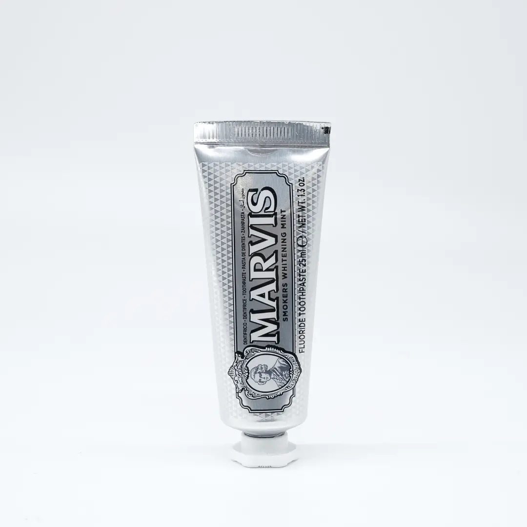 Marvis Smokers Toothpaste, 25ml (0.9oz) Travel Size, Oral Cleansing Teeth Whitening Mint for Yellow Teeth, Stain Removal, Scented Fresh Breath, Daily Dental Care