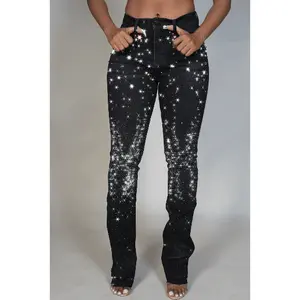 Starr Grey Wash Rhinestone Stacked Flare Jean