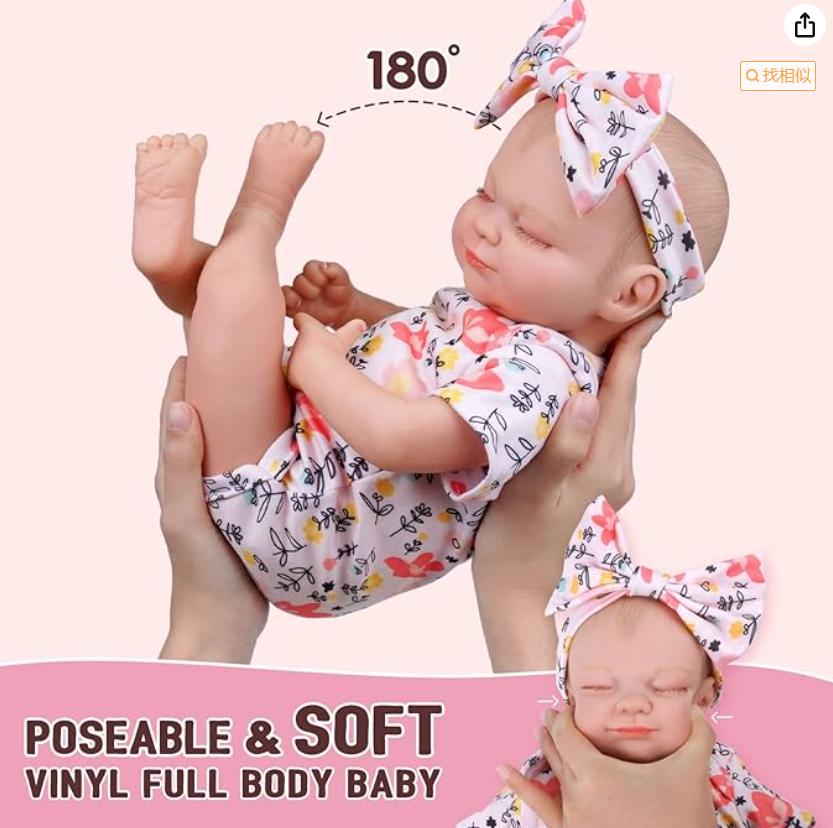 BABESIDE Lifelike Reborn Baby Dolls 17-Inch Full Vinyl Sleeping Doll Skylar Soft Poseable Flexible Doll for Kids Age 3+