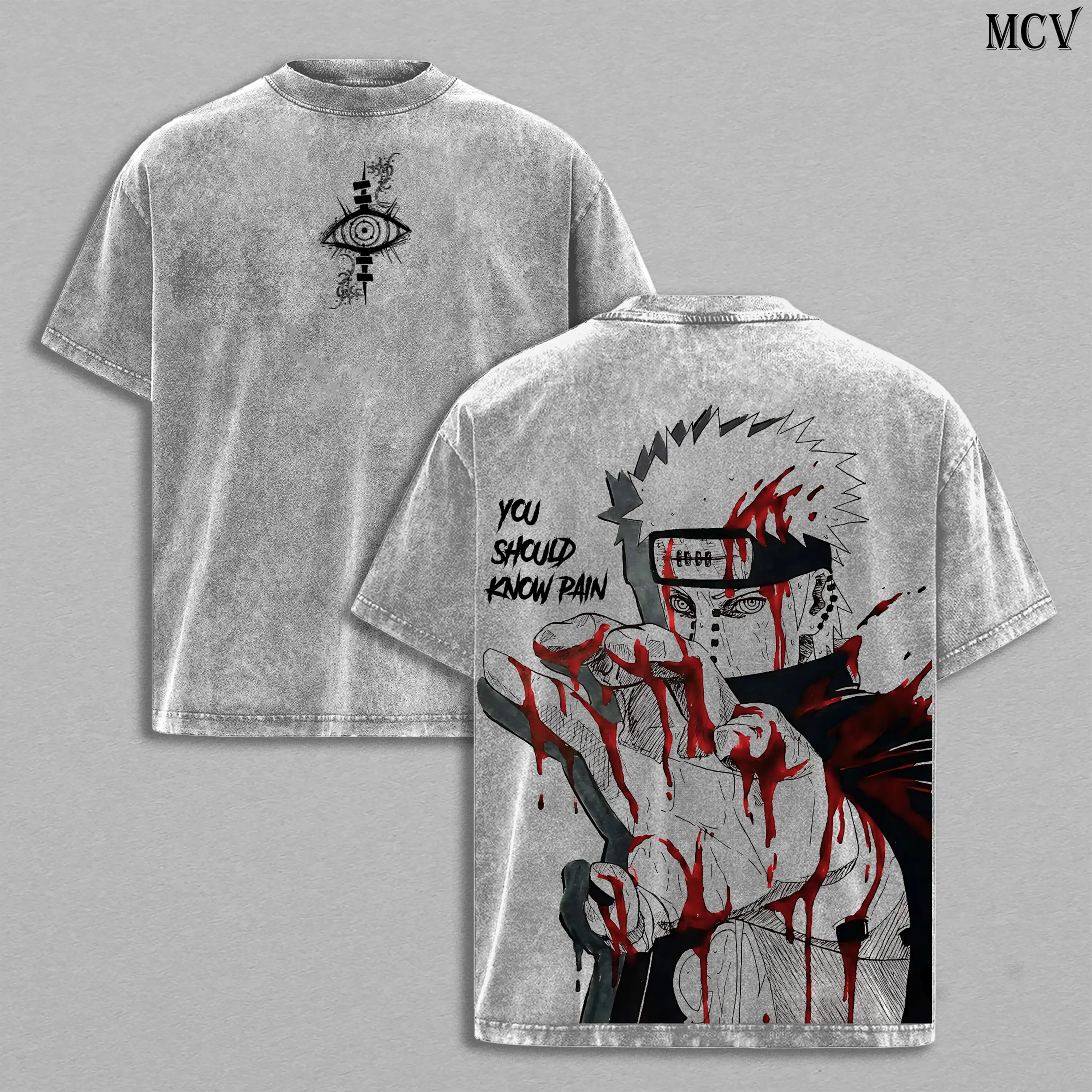 Pain Nagato Tee Washed – Narutoo Shippuden Vintage Washed Heavy Cotton Oversized Anime Manga T-Shirt & Hoodie, Double Printed Retro Unisex Streetwear Graphic Top, Akatsuki Rinnegan Edition
