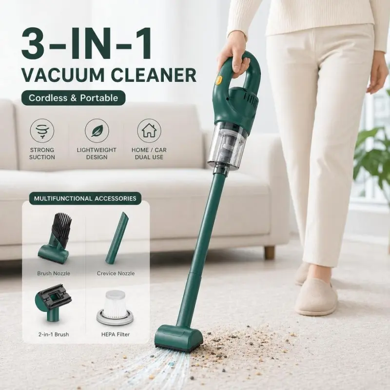 3-in-1 Cordless Handheld Vacuum Cleaner, 50000Pa Rechargeable Vacuum for Home, Car, Sofa, Pet Hair Cleanup, Cordless Vacuum Cleaner