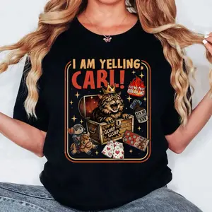I Am Yelling Carl Cat Sweatshirt, Funny Fantasy Angry Cat Graphic Crewneck, Sassy Chaos Kitty Shirt, Gamer Humor Cat Lover Gift, Cute Magical Cats Pullover For Women Men Sweater