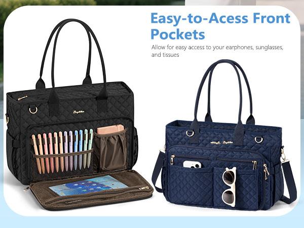 Teacher Tote Bag for Women,15.6 inch Laptop Work Tote Bags with 40oz Cup Holder, Waterproof Quilted Utility,Multiple Pockets,Shoulder Crossbody Tote Handbags for Women Work,Daily,Travel,Gym,School College