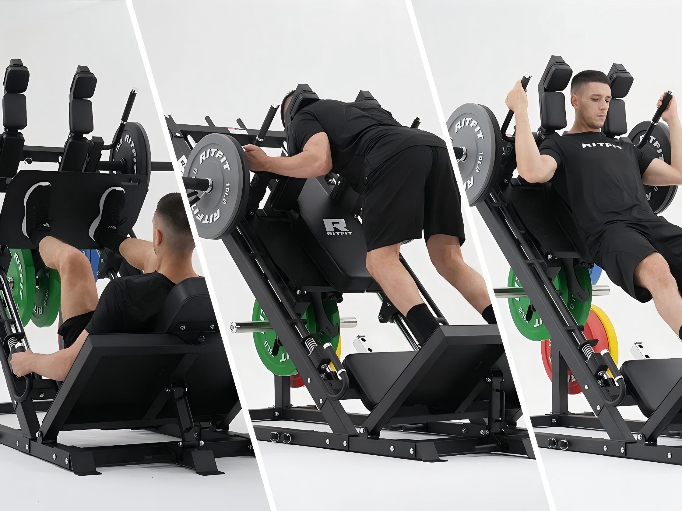 RitFit GAZELLE PRO 3-In-1 Leg Press and Hack Squat Machine for Comprehensive Lower Body Workout(Black/Red) Home Exercise Equipment Home Exercise Equipment