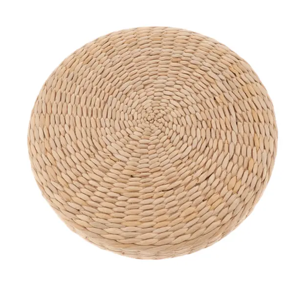 1Pc 11.81*11.81*2 Inch Woven Straw Seat Cushion, Round Leisure Braided Tatami Floor Cushion, Rattan Woven Futon Round Cushion for Yoga Garden