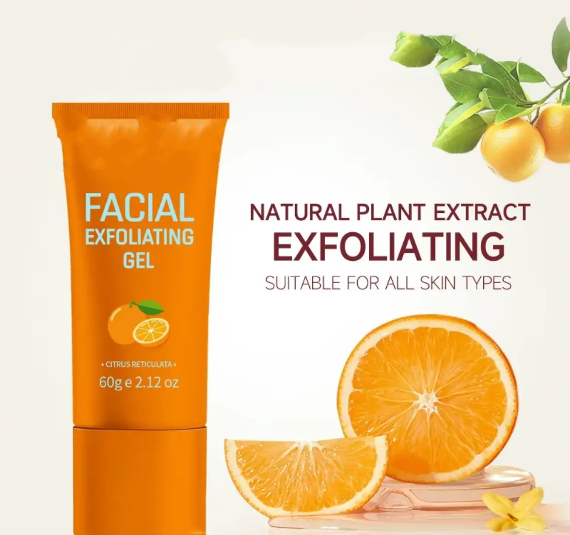 Orange Enzyme Facial Exfoliating Gel (60g) - Hydrating, Moisturizing, Purifying Cleanser for Skin Repair, All Skin Types, Single Item, TikTok-Trending Skincare Product, Hydrate