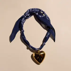 Navy Bandana Charm Necklace