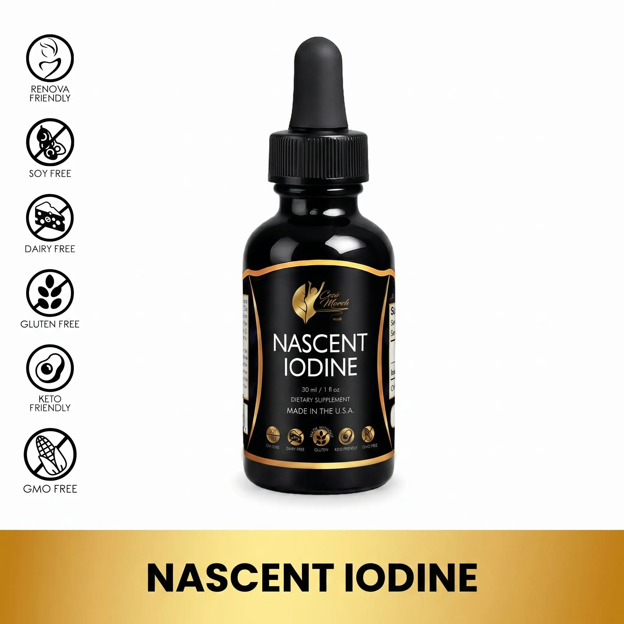 Cocó March N.M.D Nascent Iodine Dietary Supplement 1 Fl oz, 500 Servings Fitness Healthcare Natural Bathroom Edible