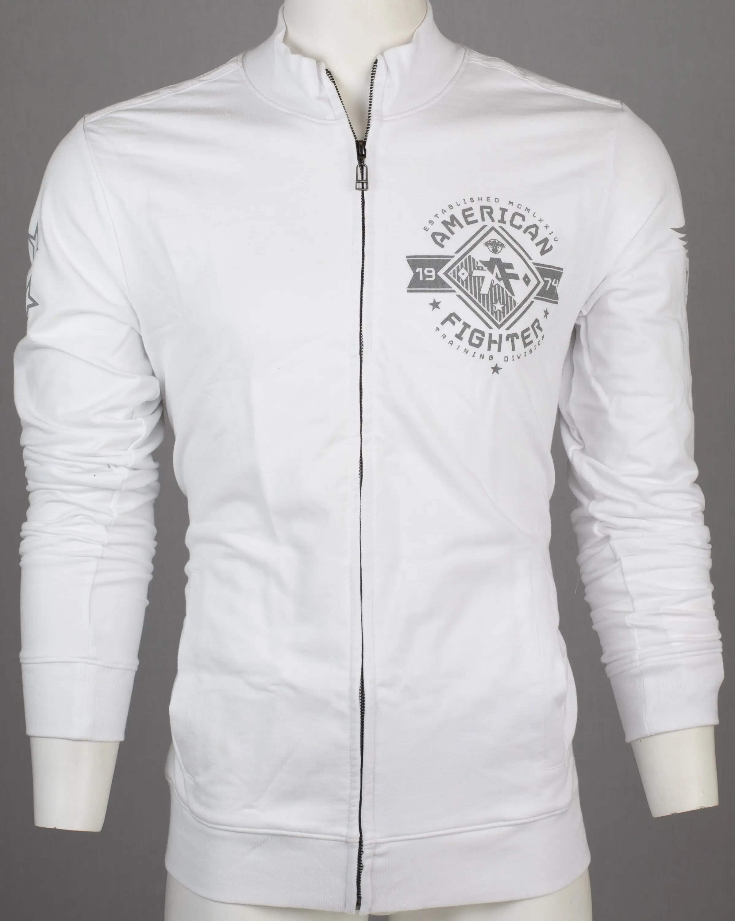 American Fighter Men's Massachusetts Track Jacket - Casual Lightweight Full-Zip 100% Cotton Long Sleeve Top, Massachusetts Style Casual, All Seasons, Cold Wash, Coats, Longsleeves, Front Zip-Up, M