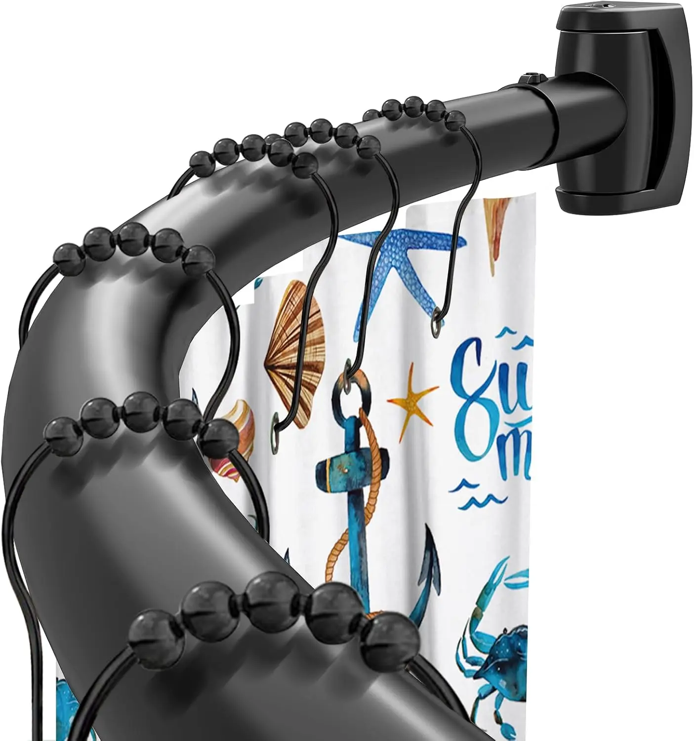 Black U-Type Curved Shower Curtain Rod - 33-78 In Adjustable Splicing Bar, Rustproof Premium Stainless Steel, Wall-Fitted Drill Installation for Traditional & Modern Bathrooms/Bathtubs, Fitting Indoor/Clothing Stores Needs with 30% Extra Space