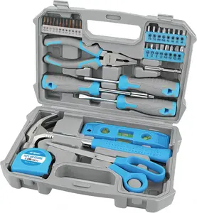 Hi-Spec Tool Set, Blue Household Starter Set with Tool Box, Car ToolKit, Tools for Home Office Dorm Room Essentials, Easy to Carry and Store