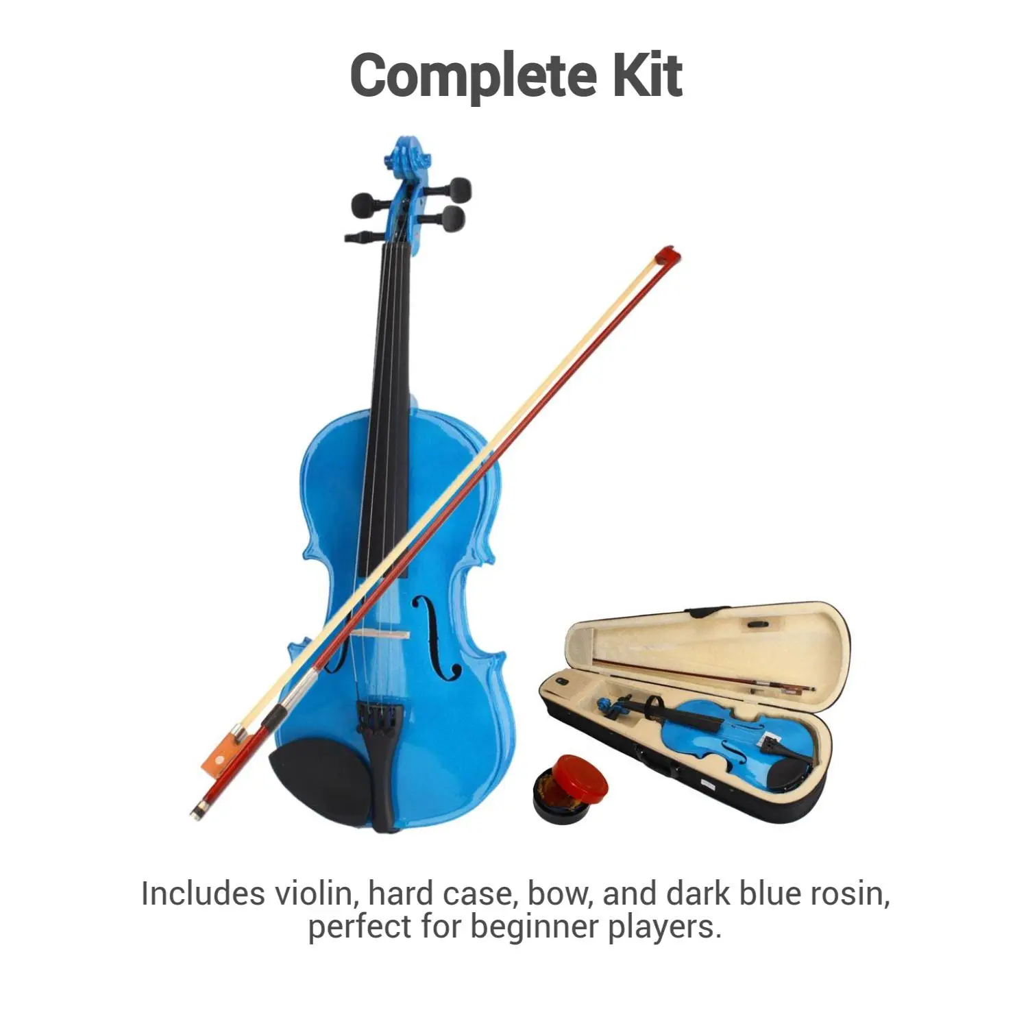 New 4/4 Acoustic Violin Bundle for Beginner Players | Perfect Gift Choice, Complete Kit with Hard Case, Bow and Dark Blue Rosin，violin for beginners