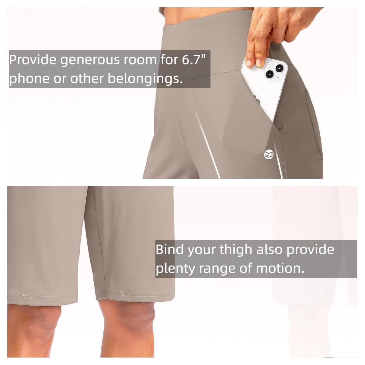 G Gradual Women's 12" Bermuda Long Shorts with Pockets High Waist Stretch Knee Length Shorts for Women Summer Walking
