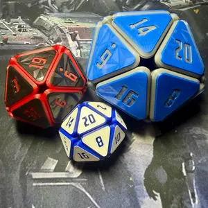 Large Squishy D20 Fidget Dice 3D Printed Stress Relief Toy for Anxiety Relief and Focus Enhancement Fully Articulated 2 Inch Dual Color Face Plates Dungeons & Dragons Fans