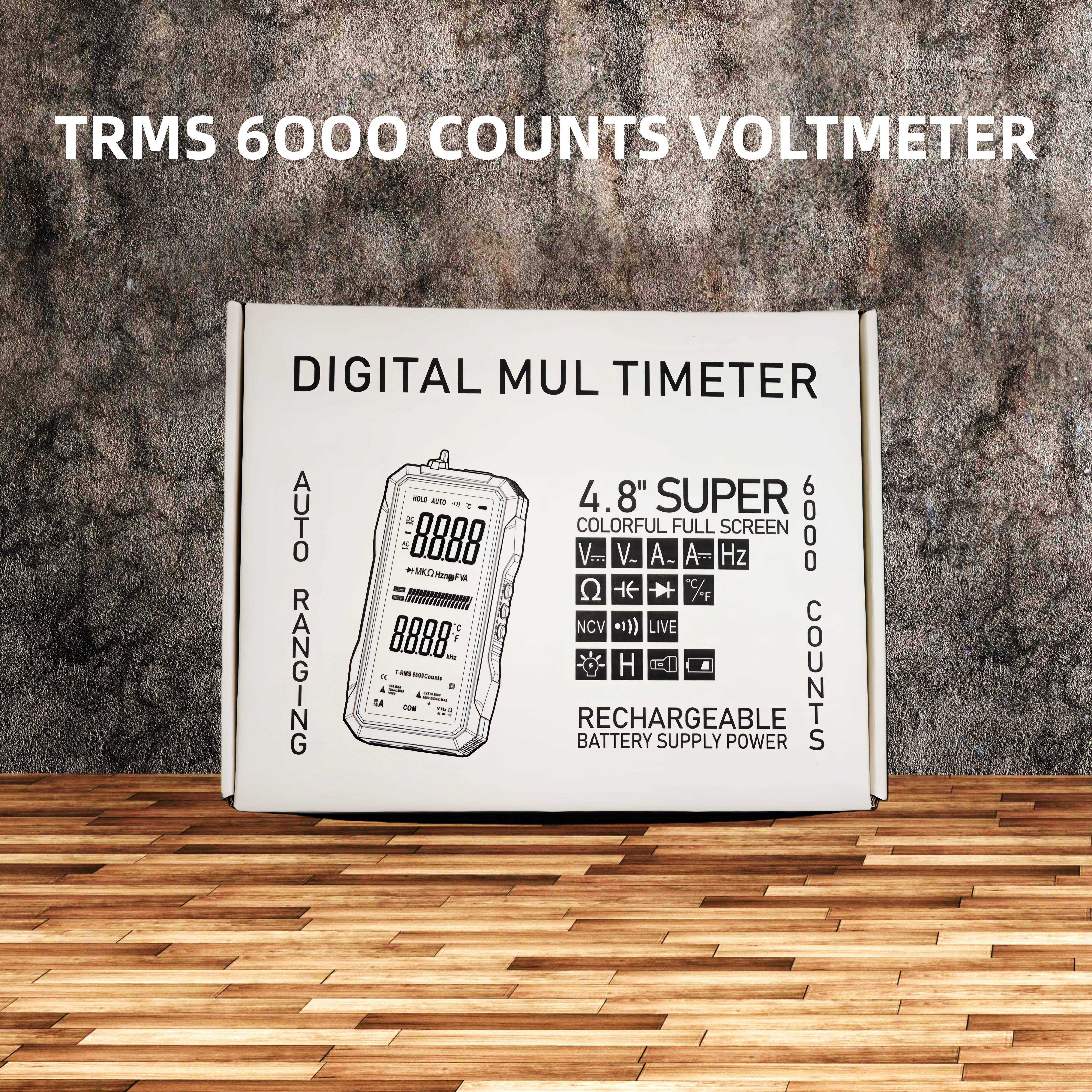 Fully Automatic True RMS (TRMS) 6000 Count Digital Voltmeter - A reliable voltage tester suitable for home, automotive, and industrial applications; a professional electrical tool. Fully Automatic True RMS (TRMS) 6000 Count Digital Voltmeter - A reliable voltage tester suitable for home, automotive, and industrial applications; a professional electrical tool.