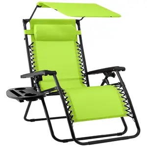 Best Choice Products Folding Zero Gravity Recliner Patio Lounge Chair w/ Canopy Shade, Headrest, Tray