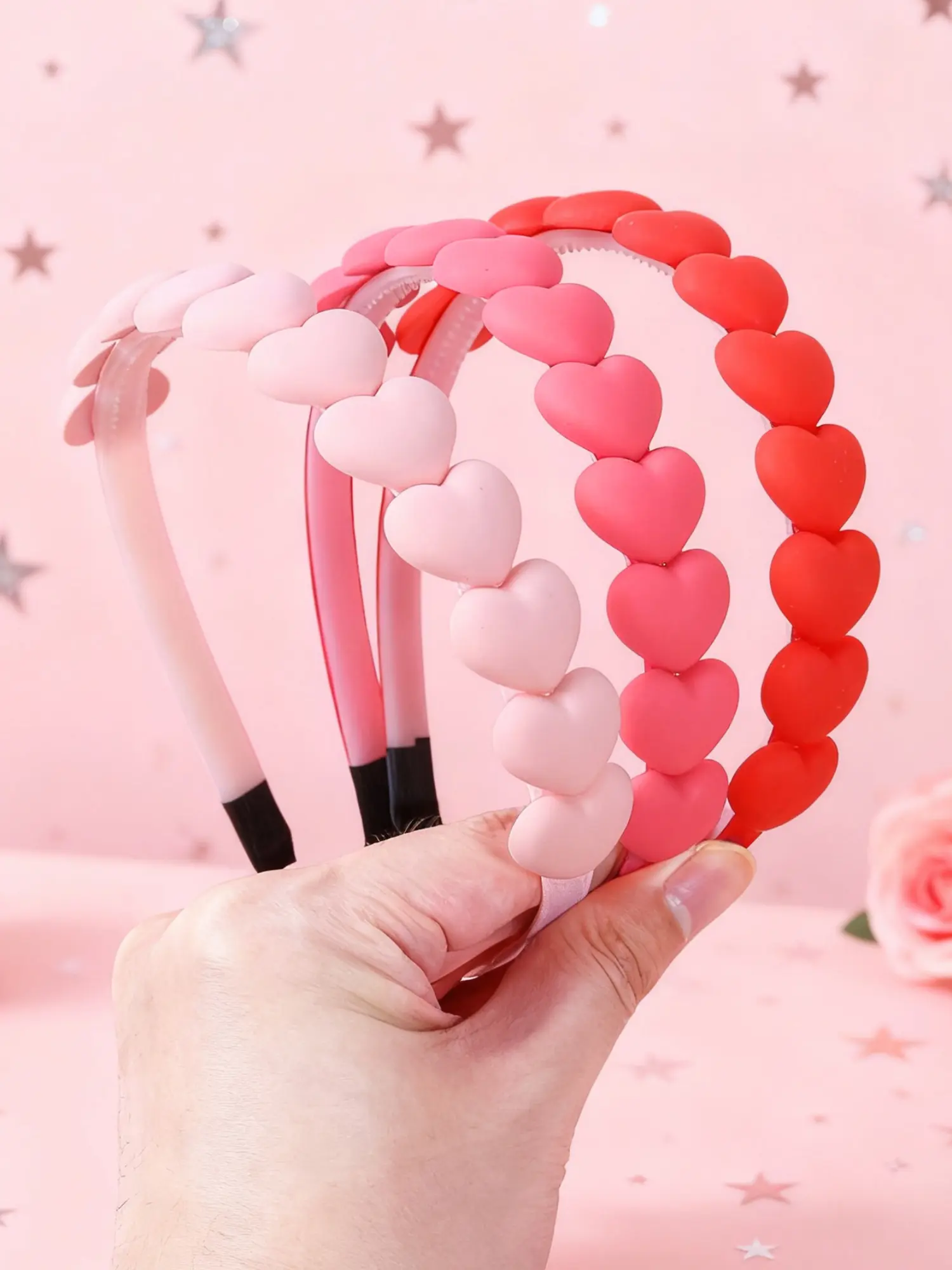 3pcs Valentine's Day frosted resin heart-shaped headbands, anti slip headbands for women and girls, exquisite and beautiful, suitable for holiday parties and daily use, very suitable for Valentine's Day, ideal Valentine's Day hair accessories
