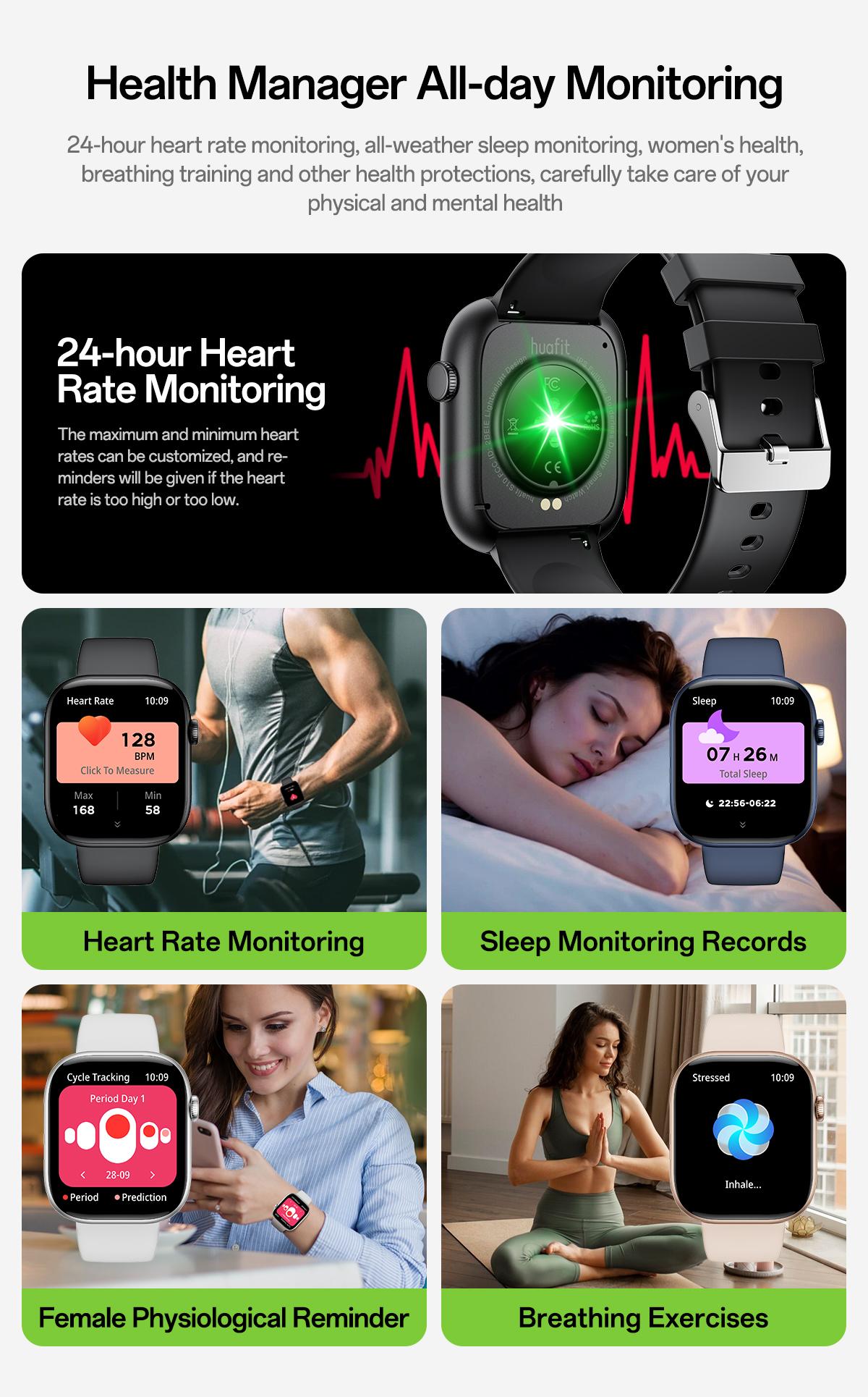 Aolon Huafit S10 smartwatch — a Valentine’s Day gift with a 1.83" borderless IPS display, Bluetooth calling, 23+ sports modes, message reminders, IP68 waterproof, compatible with Android & iPhone, for Women & Men