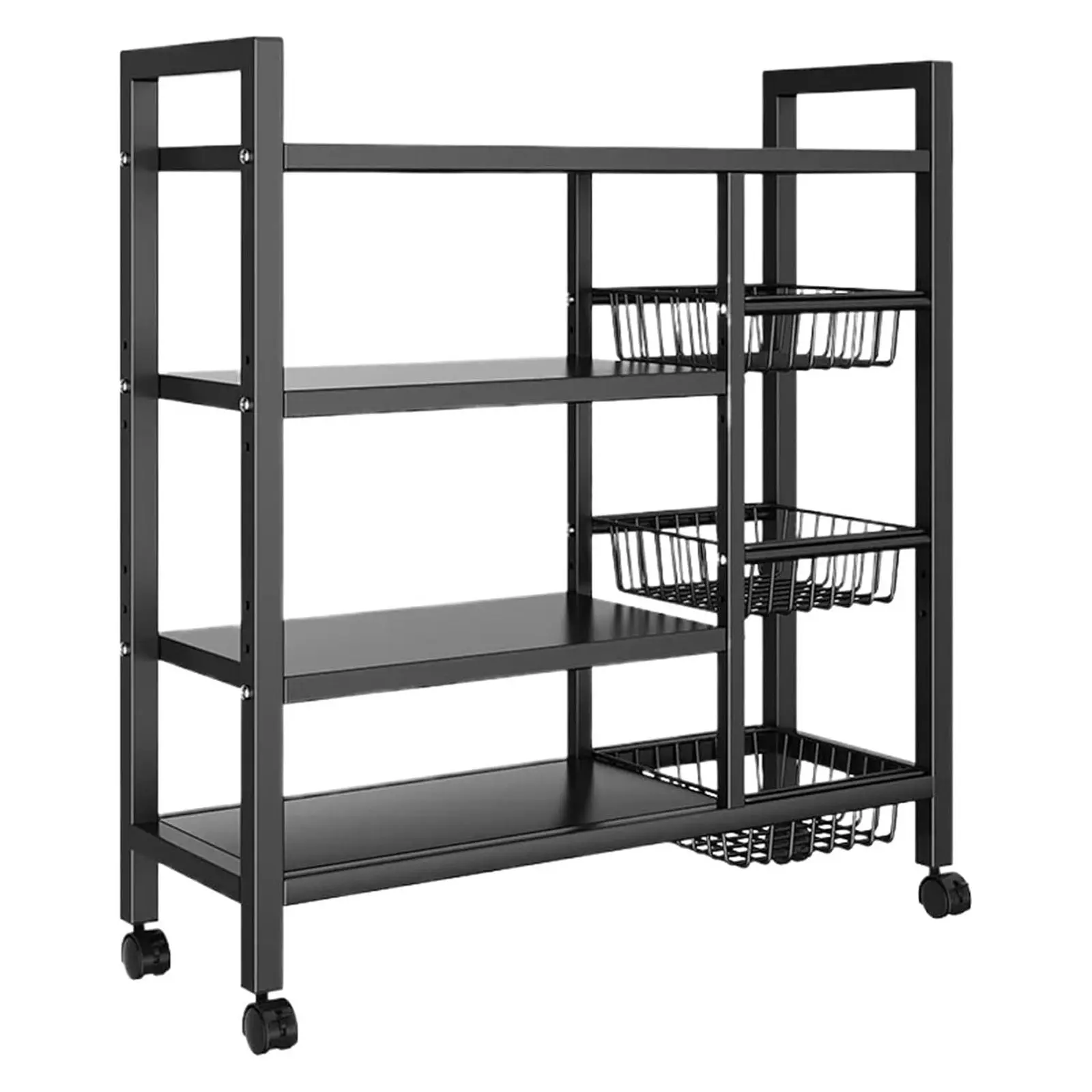 4-Tier Black Metal Removable Storage Rack, Multi-Functional Organizer For Fruits & Vegetables In Kitchen Cabinets, Plant and Laundry Organization