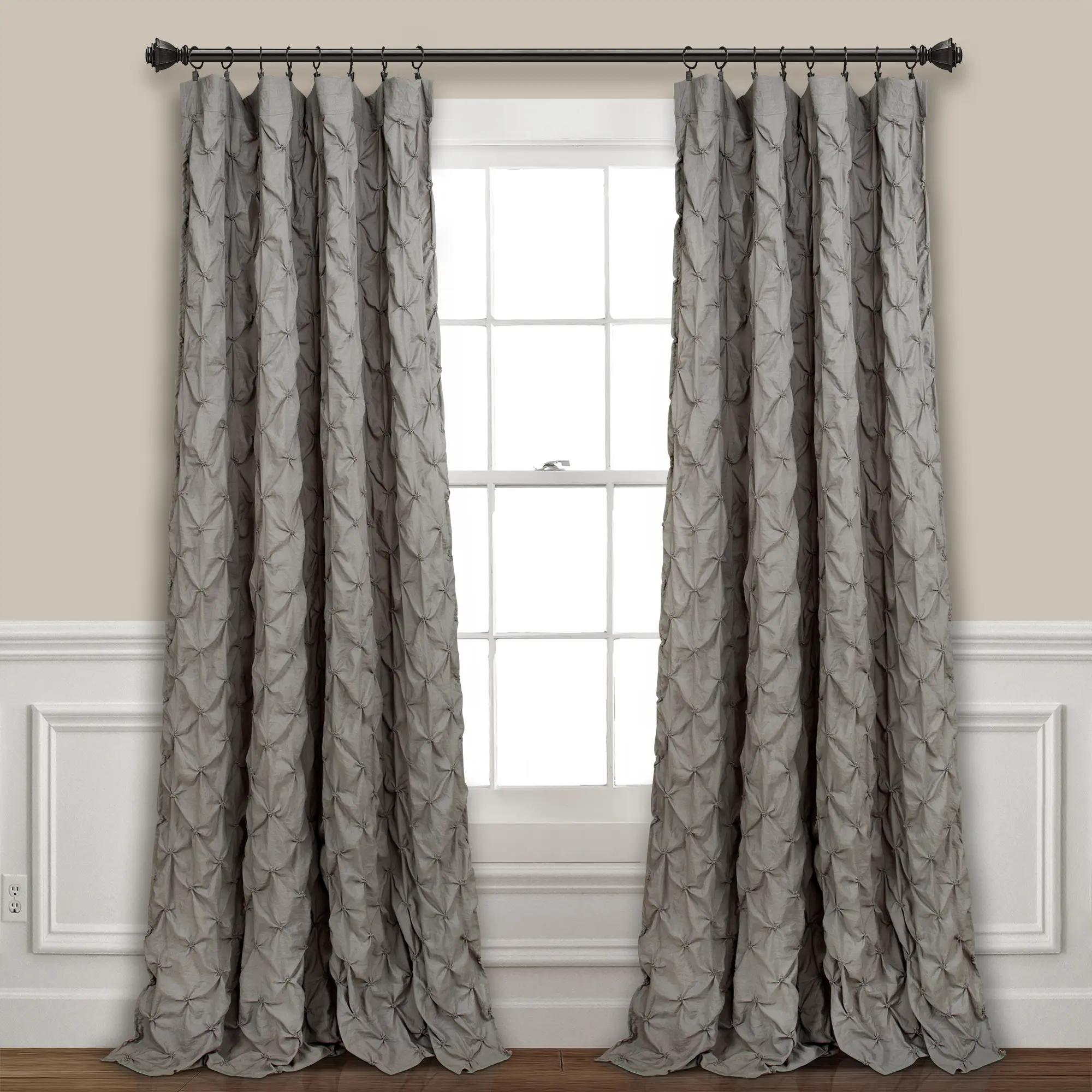 Lush Decor Ravello Pintuck Window Curtain (Single Panel) - 52"W x 84"L - Light Filtering Curtains for Bedroom - Vintage Décor - Living Room Curtains