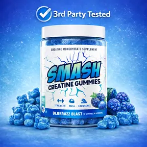 Lab Tested Smash Creatine Gummies, 3 Flavors - Wild Watermelon, Strawberry Slash, Bluerazz Blast, 120 Count, Vegan Friendly, Fast Shipping
