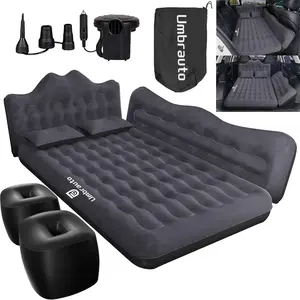 Umbrauto Car Air Mattress Bed: Inflatable SUV Camping Sleeping Pad for Truck Back Seat with Pump & Pillows, Blow Up Backseat Car Mattress for Van Rear Seat
