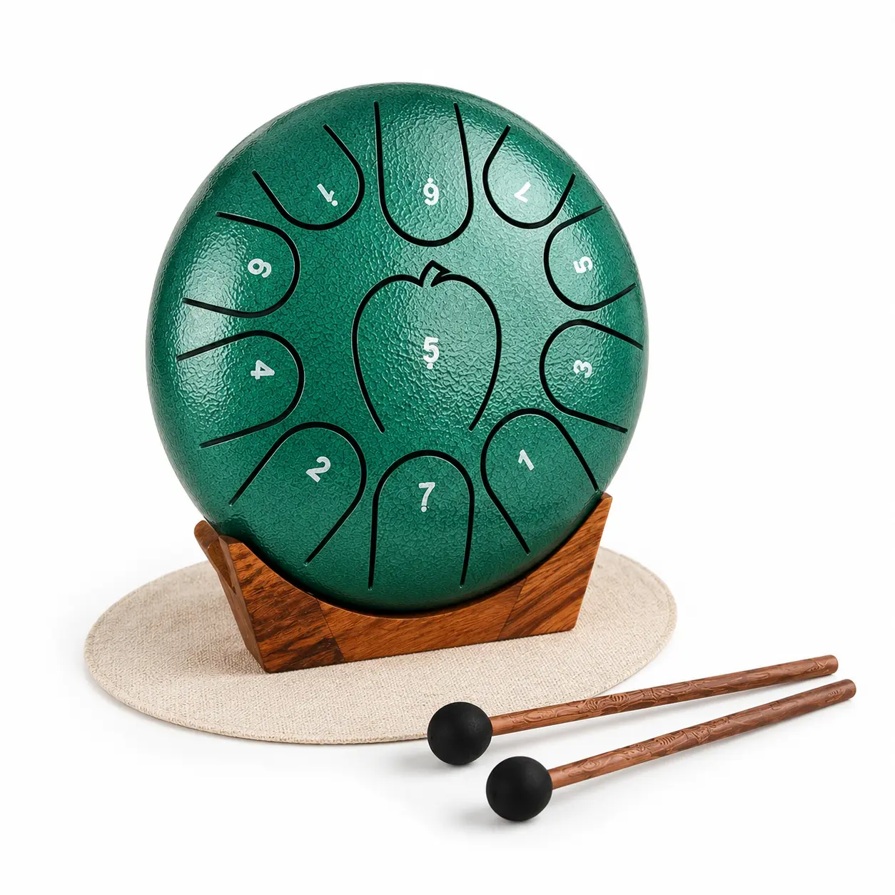 6in 11-Note Malachite Steel Tongue Drum - Rain Drum Style Steel Body Percussion Instrument for Relaxation, Music Therapy, Adults & Beginners Musical Gift