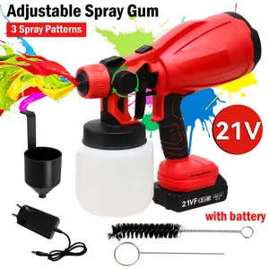 Red Electric Airless HVLP Spray - High Pressure Cordless Paint  with Battery Sprayer